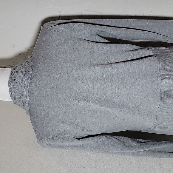 Karen Scott Cardigan Sweater Open Front Waterfall Longsleeve Drape Ruffle Grey S - Picture 10 of 14